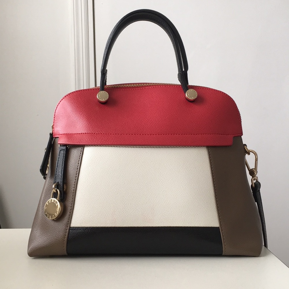 Piper Color Block Leather Dome Handbag